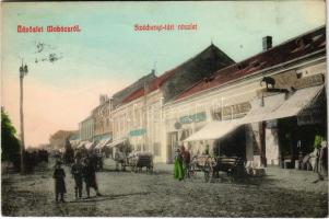 1908 Mohács, Széchenyi tér, He­rrnhut F. üzlete, Freund és társa üzlete