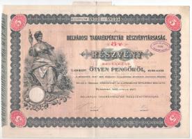 Budapest 1926. "Belvárosi Takarékpénztár Részvénytársaság" öt részvénye egyben 250P-ről (2...