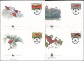 1990 WWF: Skarlátbalta, madár sor 4 db FDC-n Mi 596-599