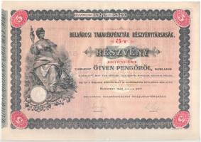 Budapest 1926. "Belvárosi Takarékpénztár Részvénytársaság" öt részvénye egyben 250P-ről (2...