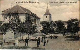 1908 Zalaszántó, Római katolikus iskola utca részlettel (fl)