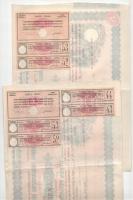 Budapest 1926. "Belvárosi Takarékpénztár Részvénytársaság" öt részvénye egyben 250P-ről (2...