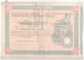 Budapest 1926. "Belvárosi Takarékpénztár Részvénytársaság" öt részvénye egyben 250P-ről (2...