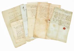 cca 1750-1850 7 db nagyrészt magyar nyelvű szerződés, hivatalos levél, viaszpecsétekkel