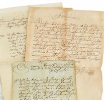 cca 1750-1850 7 db nagyrészt magyar nyelvű szerződés, hivatalos levél, viaszpecsétekkel