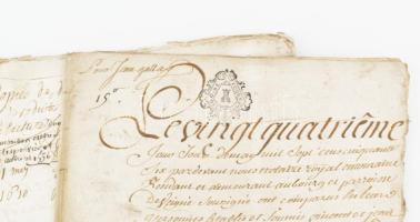cca 1610-1800 7 db francia nyelvű okmány, szignettákkal