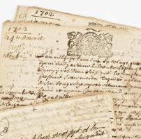 cca 1610-1800 7 db francia nyelvű okmány, szignettákkal