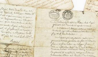 cca 1610-1800 7 db francia nyelvű okmány, szignettákkal