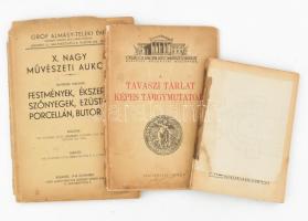 3 db kiáltíási katalógus: 1942. X. Nagy művészeti aukció, 1912 Orsz. Magyar Képzőművészeti Társulat (borító nélkül) 1942 Tavaszi tárlat