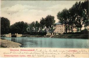 1904 Békéscsaba, Köröspart, gőzmalom, híd. Dohánynagytőzsde kiadása