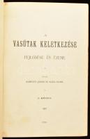 Kárpáti János - Kada Elek: A vasútak keletkezése, fejlődése és üzeme. I-II. köt. (Bp.), 1896, (Burian Mór-ny.), 2 sztl. lev. + 515 p.; 2 sztl. lev. + 397 p. Modern, bordázott gerincű félbőr-kötésben, festett lapélekkel, helyenként ceruzás aláhúzásokkal, a II. kötetben Magyar Vasutasok és Hajósok Országos Szabad Szakszervezete Bp. Központi Könyvtár bélyegzőkkel. Rendkívül ritka!