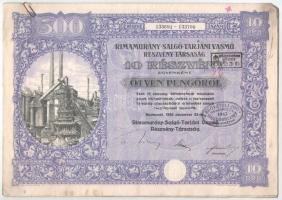 Budapest 1925. "Rimamurány-Salgó-Tarjáni Vasmű Részvény-Társaság" tíz részvénye egyenként ...