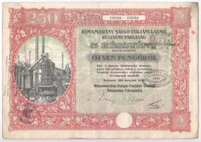 Budapest 1925. "Rimamurány-Salgó-Tarjáni Vasmű Részvény-Társaság" tíz részvénye egyenként ...