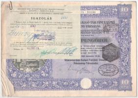 Budapest 1925. "Rimamurány-Salgó-Tarjáni Vasmű Részvény-Társaság" tíz részvénye egyenként ...