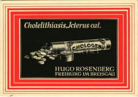 1930 Chologen Tabletten. Cholelithiasis Icterus cat. Hugo Rosenberg Freiburg im Breisgau / German medicine advertisement postcard (EK)