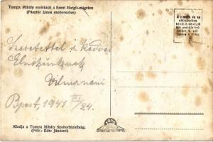 Budapest XIII. Szent Margitsziget, Tompa Mihály emlékkút (Pásztor János szoborműve, 1944-45-ben lebo...