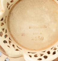 Zsolnay áttört virágos kínáló tál. Kézzel festett, jelzett, mázrepedésekkel. Benyomott Zsolnay Pécs ...