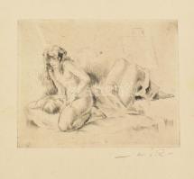 Mihályi (Müller) Rezső (1889-1972): 3 db pornográf grafika. Rézkarc, papír, jelzett. 10x13 cm