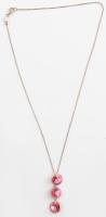 Ezüst(Ag) nyaklánc rózsaszín függővel, jelzett, h: 42 cm, bruttó: 4,9 g