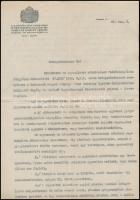 1945 Bp., a K. M. Pázmány Péter Tudományegyetemi Gyógyszerészhallgatók Segély- és Önképző Egyletének a Belügyminiszterhez címzett beadványa, az egyesületek felülvizsgálása tárgyában kiadott rendelettel kapcsolatban, amelyben tájékoztatják, hogy az egyesület létszámhiány (katonai szolgálatot teljesítő, valamint a nyilas kormány által elhurcolt tagok), valamint a Budapestet ért bombatámadások miatt 1944. júniusa óta nem működött. Másfél gépelt oldal, aláírásokkal. Hozzá mellékelve az egyesület 1943/44. évi tisztikarának névsora.