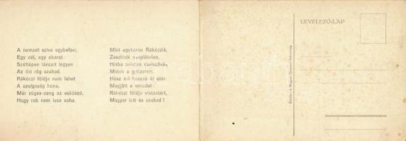 Felvidéki riadó! Rákóczi Ferenc induló kottával. 2-részes irredenta kihajtható képeslap. Magyar Nemz...