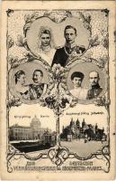 1905 Zur Vermählungsfeier des Deutschen Kronprinzen-Paares. Königl. Schloss Berlin, Grossherzogl. Schloss Schwerin / German royal family, marriage ceremony. Art Nouveau, floral with coat of arms (EK)