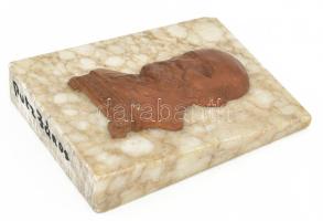 Putz János (1928-?) Csajkovszkíj. Festett terrakotta, márvány alapon. 12x8 cm