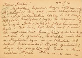 1940-1942 Kisegítő munkaszolgálatos táborból írt és a táborba címzett levelezőlapok, össz. 6 db