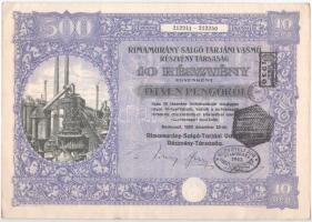 Budapest 1925. "Rimamurány-Salgó-Tarjáni Vasmű Részvény-Társaság" tíz részvénye egyenként ...