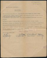 1956 Abádszalók, a forradalmi Munkástanács által kiállított 2 db irat: jegyzőkönyv az abádszalóki Állami Mezőgazdasági Gépállomás minden felszerelésének, iratának, katonai és személyzeti nyilvántartásának átvételéről + a gépállomás igazgatójának leváltásáról szóló határozat; 4 db különböző aláírással