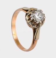 Arany (Au) 14K gyűrű gyémánttal, 1,03 ct, Top Wesselton, tanúsítvánnyal, jelzett, méret: 59, bruttó: 2,89 g