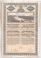 Budapest 1911. "Budapest Székesfőváros 1911 évi 4%-os kölcsöne" kötelezvény 400K-ról, szelvényekkel, bélyegzéssel és szárazpecséttel T:F