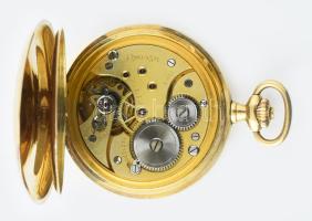 Omega 14K arany (Au) dupla fedeles zsebóra. Jelzett számlap, jelzett szerkezet, működő, szép állapot...