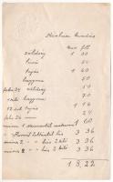 cca 1890-1900 Ferenc József dombornyomott arcképével és Éljen a király felirattal ellátott számolócédula, rajta kórházi kiadások feljegyzése, 16,5x10 cm