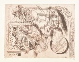 Hincz Gyula (1904-1986): Zene, rézkarc, papír, jelzett, számozott (12/100), lapszéli apró sérüléssel, 30×39 cm