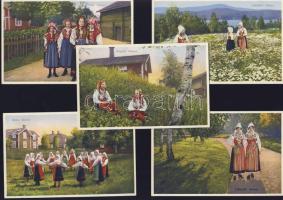 5 db svéd népviselet lap / 5 Swedish folklore