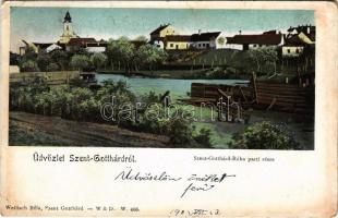 1902 Szentgotthárd, Rába parti rész. Wellisch Béla kiadása (EB)