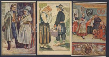 3 db litván népviselet lap / 5 Litvanian folklore