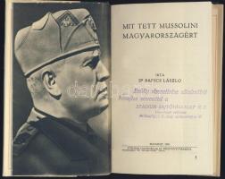 Dr Badics László: Mitt tett Mussolini Magyarországért, Stádium sajtóvállalat, Budapest 1938 (egy oldal alja levágva (ld kép) + egy oldalba belevágva)