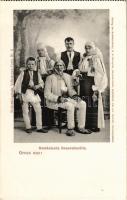 Romänische Bauernfamilie. Siebenbürgische Volkstypen-Karte Nr. 6. Verlag der Buchhandlung G. A. Seraphin. Lichtdrcuk v. Jos. Drotleff / Román parasztcsalád. Erdélyi folklór, népviselet / Transylvanian folklore, Romanian peasant family (EK)
