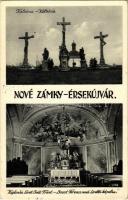 1938 Érsekújvár, Nové Zámky; Kálvária, templom belső / calvary and church interior + "1938 Érse...