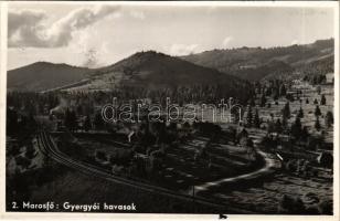 1943 Marosfő, Izvoru Muresului; Gyergyói-havasok, vasútállomás, vonat, gőzmozdony / Muntii Giurgeu / mountain, railway station, locomotive, train