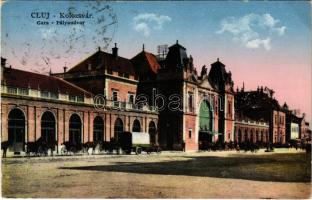 Kolozsvár, Cluj; Gara / Pályaudvar, vasútállomás / railway station + &quot;1940 Kolozsvár visszatért&quot; So. Stpl. (EK)