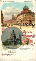 Budapest, Erzsébet körút, Lipótvárosi Bazilika északi oldalról. F. Schmuck Art Nouveau, floral, litho (szakadás / tear)