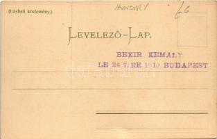 Budapest II. Császár fürdő kikötő a Margitszigettel szemben, gőzhajó érkező utasokkal. Taussig Arthu...