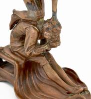 Faun és akt. Bronz asztali lámpa. XIX. sz. vége. 34 cm