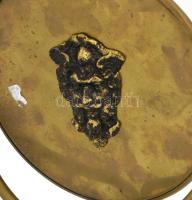 Jelzett iparművész tükör. Réz, bronz ördögfejjel. 28 cm