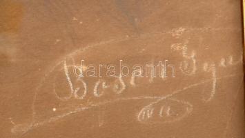 Basch Gyula (1851 - 1928) Lányka dobbal. Vegyes technika, papír, Üvegezett keretben 42x33 cm