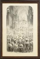 I. Ferenc József koronázása 1867-ben. Rotációs fametszet, papír, jelzés nélkül. 34x23,5 cm. Üvegezett fakeretben.