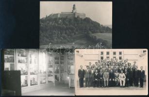 cca 1950-1960 Pannonhalma, Bencés Főapátság, 3 db fotólap (kettő megírva és postázva), 14x9 cm